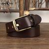 High-End Men Brass Buckle Belt Men's Genuine Cattlehide Leather Surface Fashion All-Match Personalized Casual Pants Belt