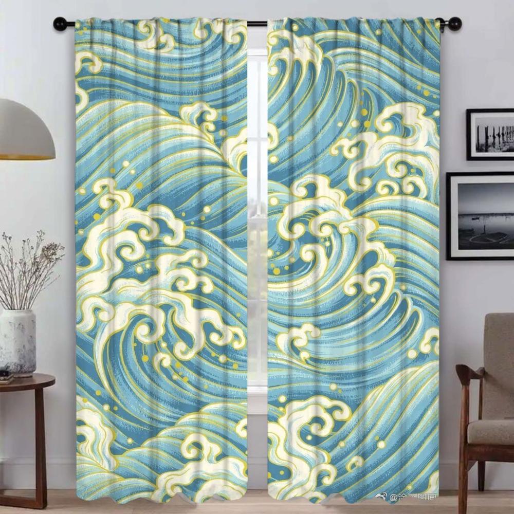 Sun Sea Halloween Decoration Kitchen Curtains Living Room Curtain Partition Tulle Bedroom Home Interior Polyester Ideal For Area
