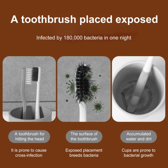 Travel Toothbrush Cup Storage Holder with 3 Slots Dustproof Compact Portable Bathroom Toothbrush Toothpaste Storage Rack