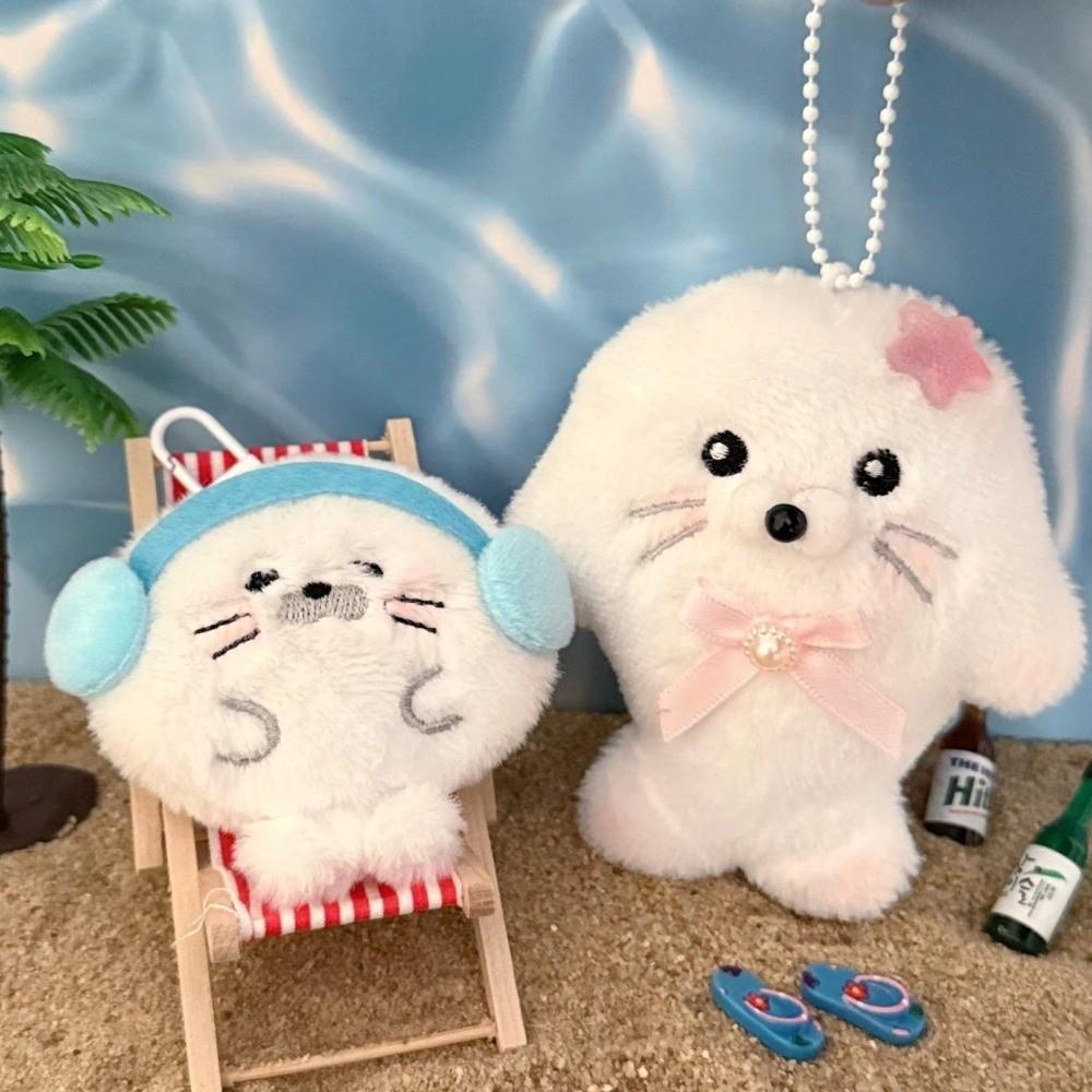 Pendentif phoque en peluche kawaii, porte-clés phoque doux et duveteux, cadeau de Noël