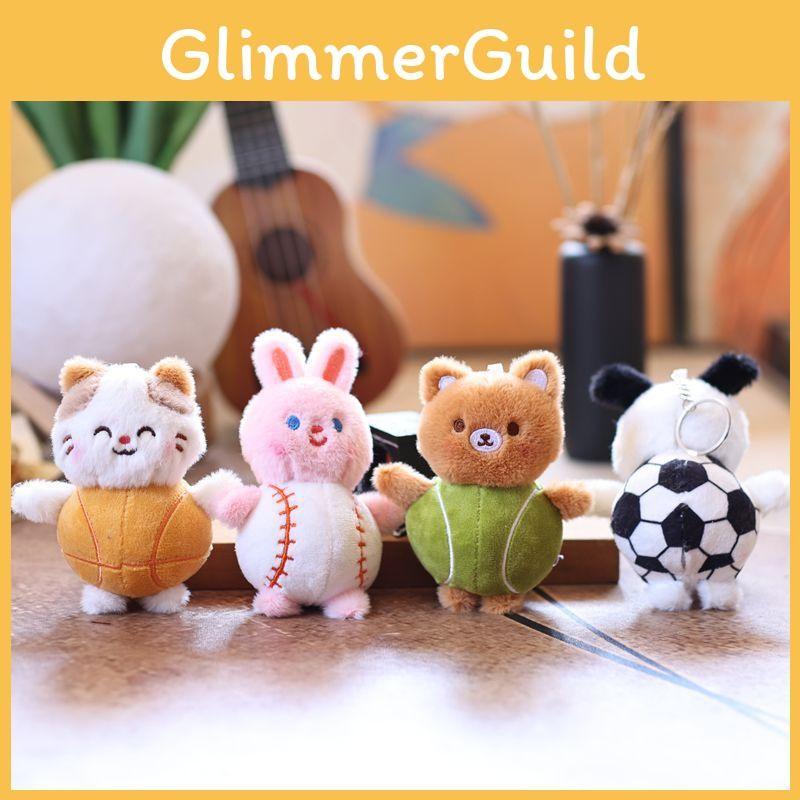 Cute Football Cartoon Dog Rabbit Plush Keychain Pendant Pp Cotton Children Gift