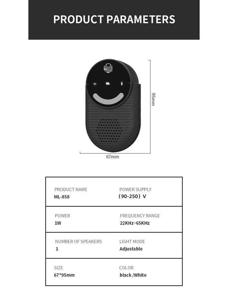 2024 Ultrasonic Silent Touchscreen Mosquito Repeller with Three-speed Variable Frequency Light