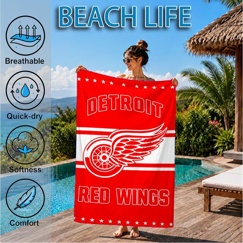 Detroit Red Wings Wappen Strandtuch, Super Weiche Mikrofaser, Perfektes Geschenk für Sie/Ihn, Geburtstag, für Pool, Strand, Reisen, Dekoration Strandparty