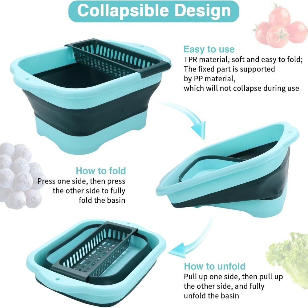 Kitchen Storage Tool Folding Basin Multifunctional Fruit Vegetable Washing Basket New Strainer