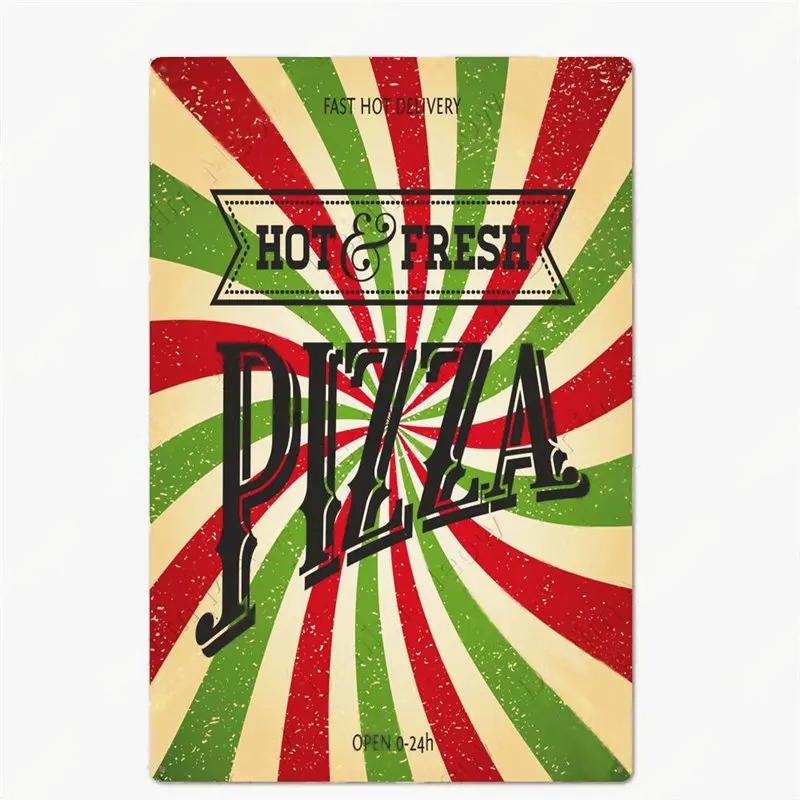Great Food Vintage Metal Signs Pizza Zone Plaque Pub Bar Home Decoration Best Homemade Posters Italian Pizza Wall Art Plate