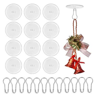 100Pcs Christmas Hanging Ornaments Sticky Ceiling Hooks Self Adhesive Transparent Wall Hooks Mini Round Suction Cup