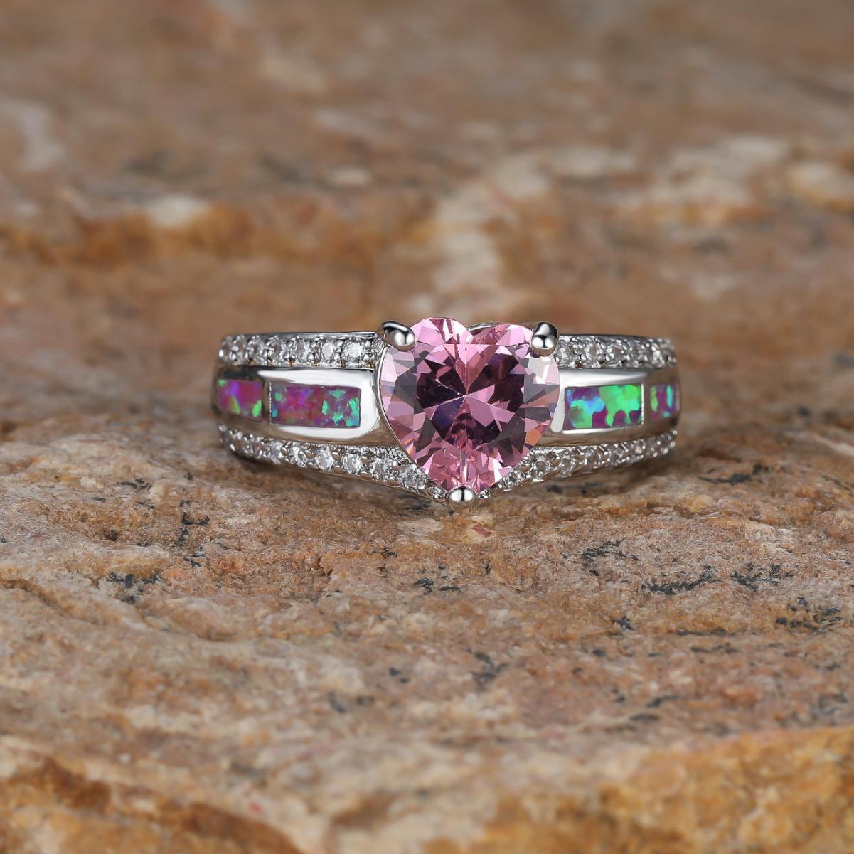 

Fashion Accessories Korean Style Pink Heart Shaped Ring Womens Versatile Ring No. 5