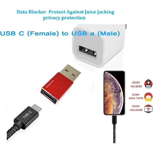 Data Blocker, USB A & USB C Data Blocker for Any USB C Mobile Phone Quick Charge, Protect Against Juice Jacking, Refuse Hacking, Only Safe Charging.