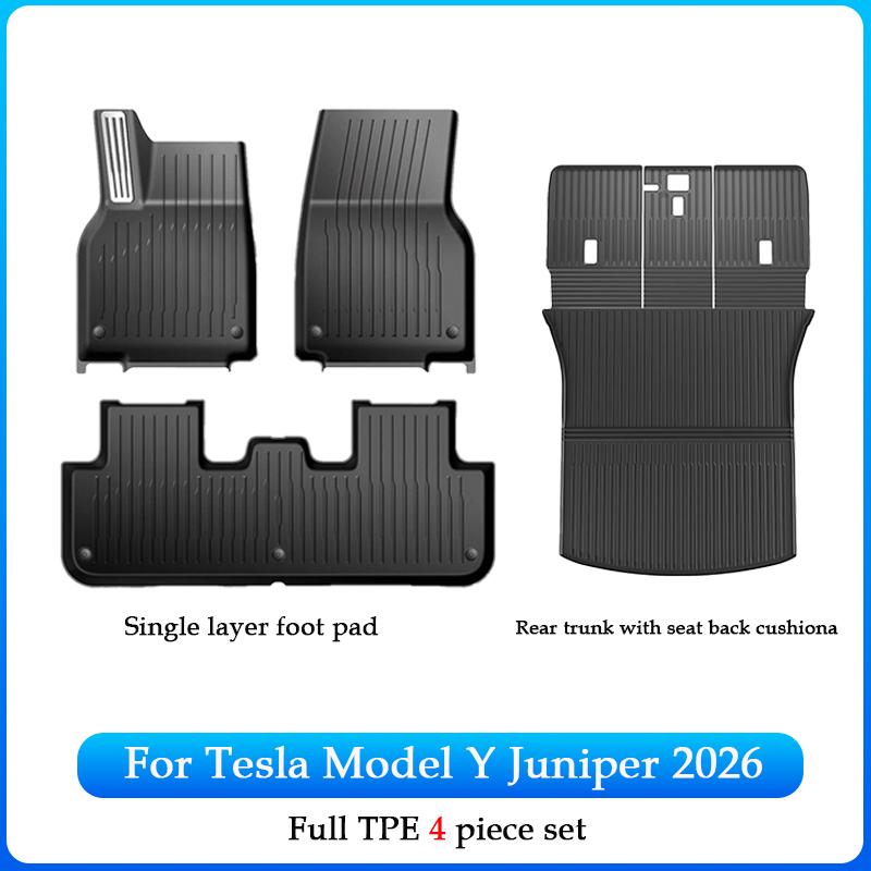 For Tesla New Model Y Juniper Premium/Performance 2026+ TPE Floor Mats Luggage Mat Wear-resistant Foot Pads ModelY Trunk Mats