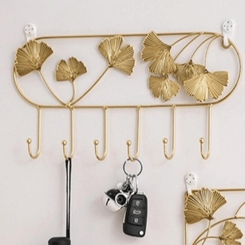 Ginkgo Leaf Key Holder Iron Art Wall Hooks Home Supplies Metal Coat Hooks  Door Back