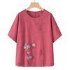 Elderly Women's Fashionable Cotton-Linen Summer Top - Short-Sleeved for Middle-Aged and Older Ladies