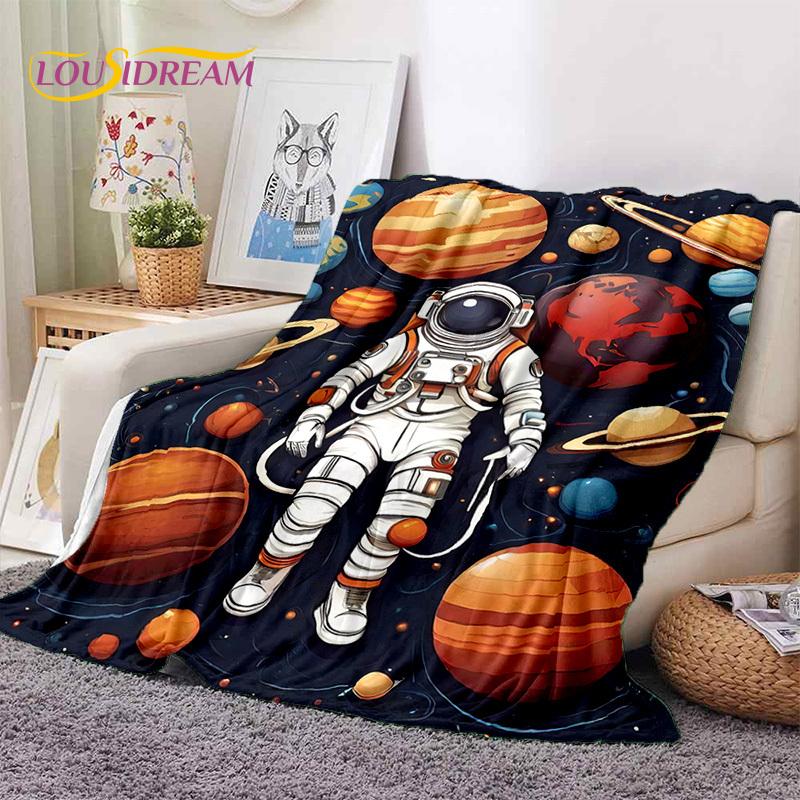 Astronaut Dream Universe Spaceman 3D Outer Space Cartoon Soft Blankets,Throw Blanket for Picnic Beds Home Bedroom Cover Kid Gift