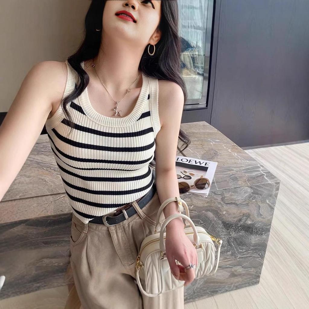 Women's Striped Knit Tank Top - 2024 Summer Slimming Style