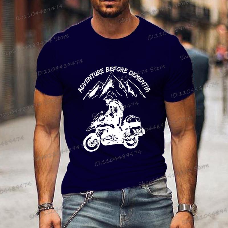 Funny Mountain Adventure Motorcycle T-shirts Harajuku Fashion Men T Shirt Adventure Before Dementia Shirts for Men Women