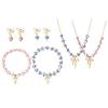 Stylish Blue White Porcelain Bowknot Beaded Jewelry Set Sturdy Fade Resistant Necklace Bracelet Earrings Adornment