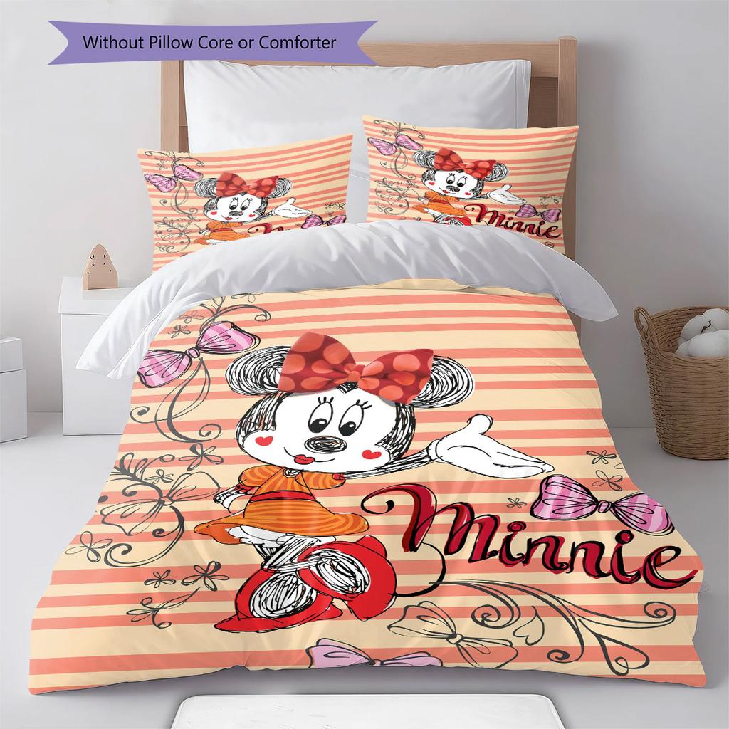 Minnie Mouse Hand-drawn Style Colored Pencil Bedding Set, Warm and Comfortable A Perfect Choice for Decorating A Child's Bedroom