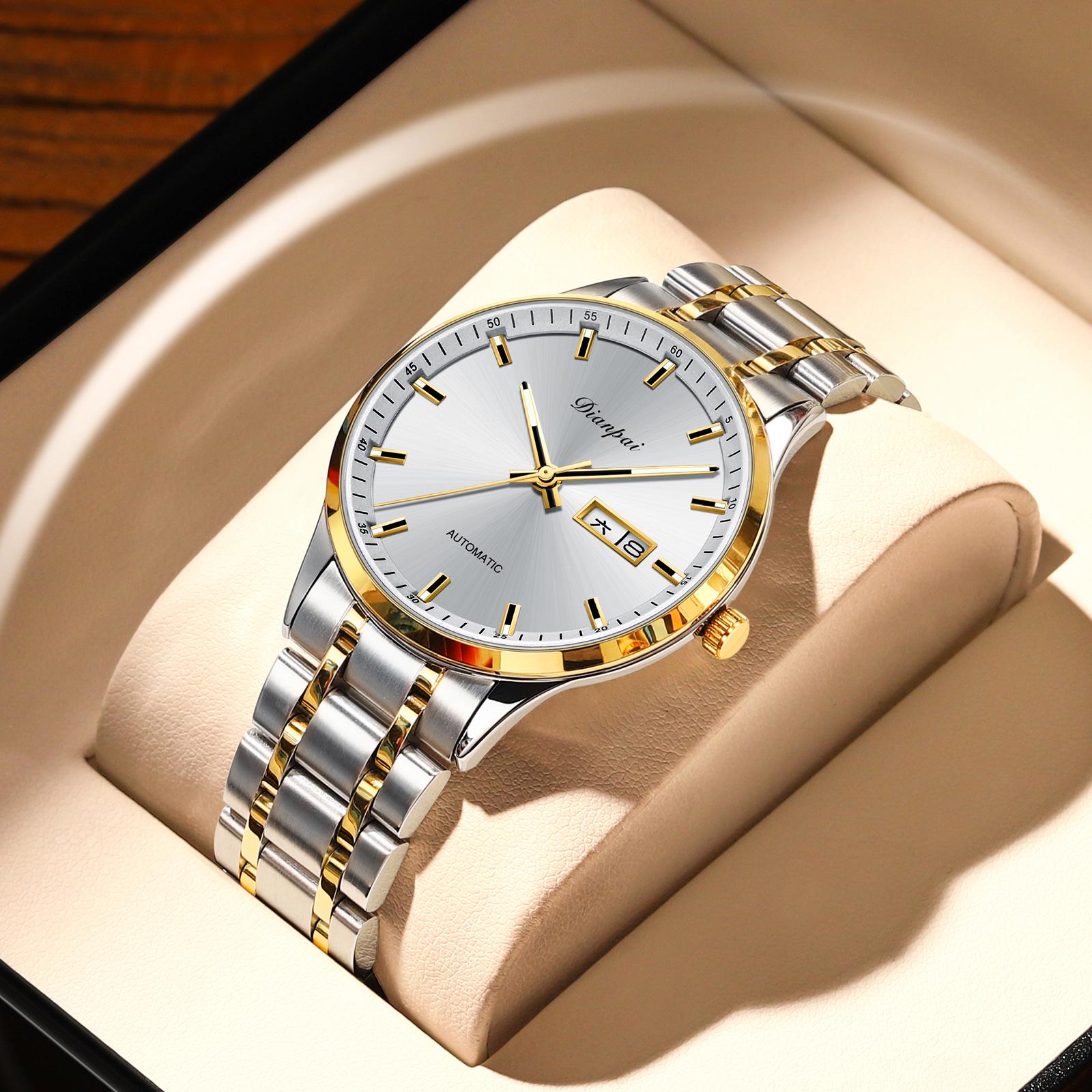 Men s Ultra-thin Fully Automatic Luminous Steel Band Waterproof Mechanical Watch