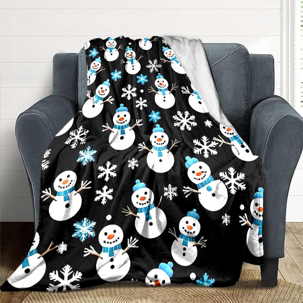1pc Snowman Pattern Blanket Warm, Cozy, And Soft, Suitable for Sofas, Beds, Cars, And Office Use.Perfect for Camping And Travel, Making It a Great Gif
