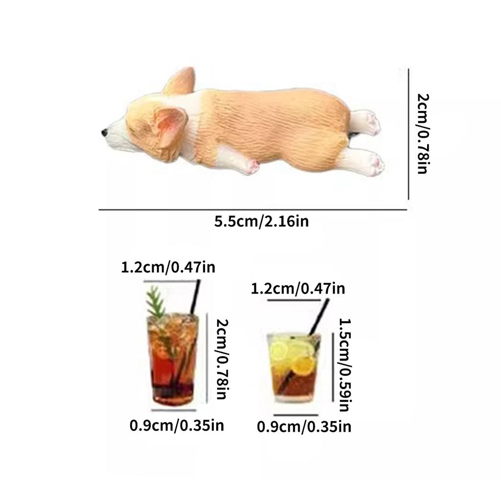 Cute Car Accessory With Mini Resin Corgi And Drink Sleeping Corgi Car Dashboard Decoration Funny Dog Rearview Mirror Decor
