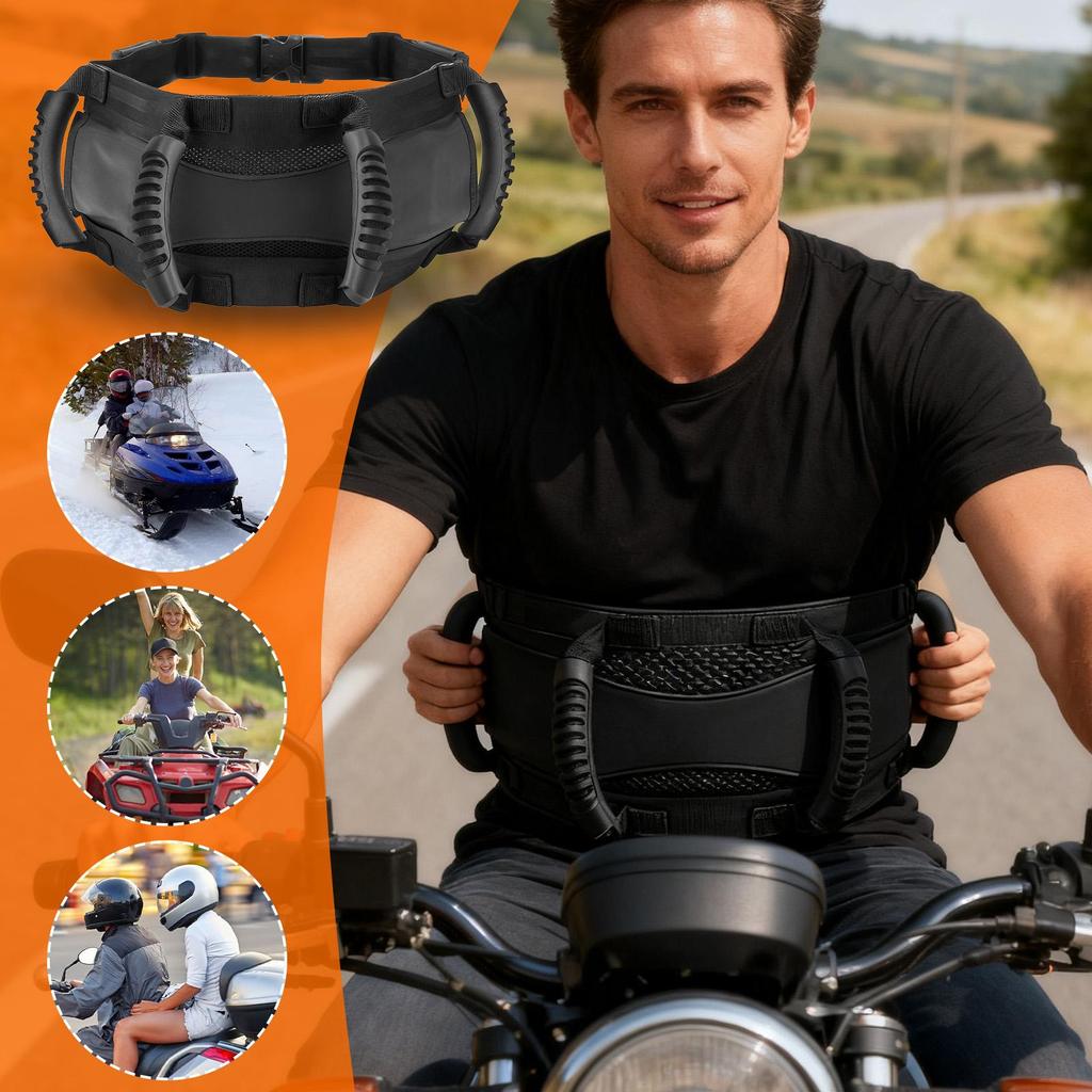 Motorcycle Backseat Handle Adjustable Safety Strap Motorbike Waist Belt Back Seat Handle For Riders Kids Adults ATV Snowmobile