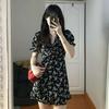 Women's Autumn Forest Retro Stitching Polo Collar Dress - Long Sleeve, Waist Slimming, Mid-Length Skirt