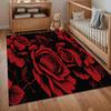 Valentine's Day Gothic Red Rose Area Rug Dark Floral Print Non Slip Washable Bedroom Living Room Carpet Retro Romantic Decor