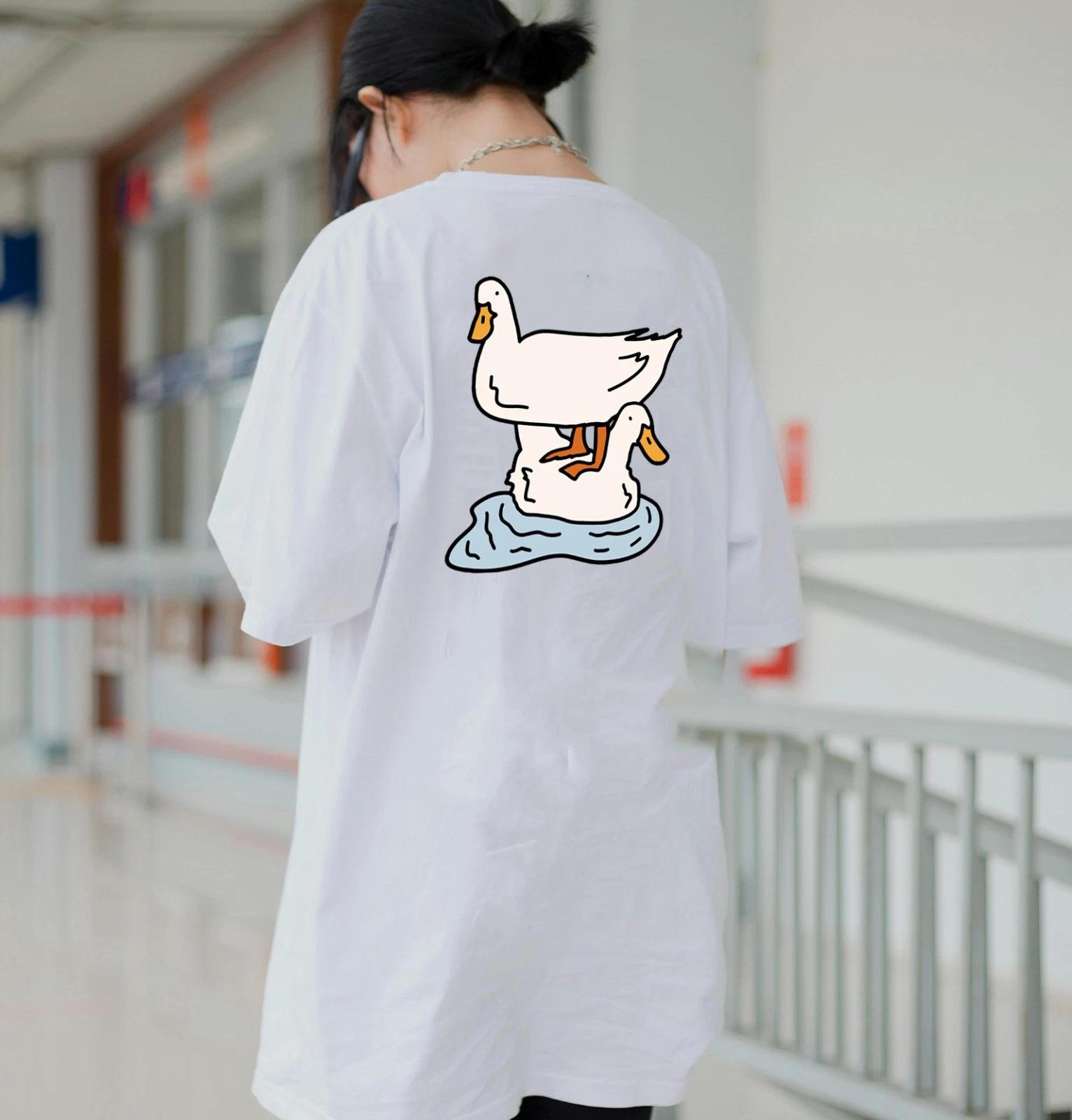 Goose Squared Adult Unisex T-Shirt - Adorable Trendy Illustration Art Duck Anime 3XL