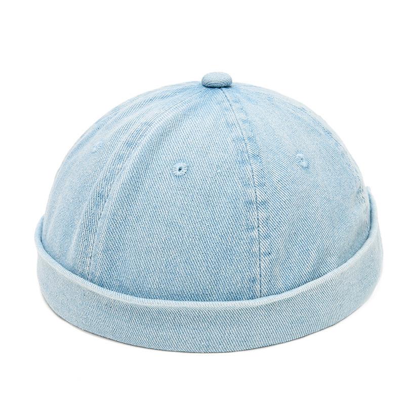 Unisex Washed Denim Skullcap: Street Style Brimless Hat for Hip Hop Fashion