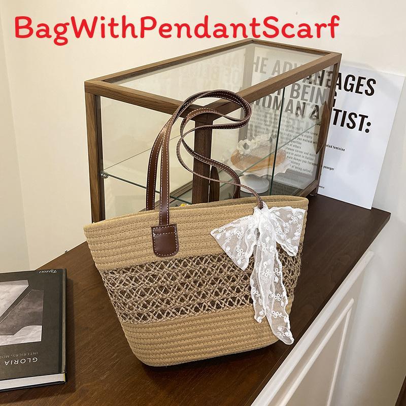 Woven Summer Tote Bag For Women Large Capacity Beach Shoulder Bag With Inner Pocket