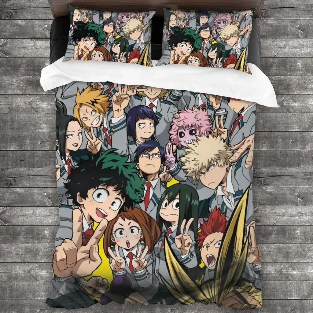 3D Print Anime My Hero Academia Bedding Set Duvet Cover Sheet Printed Bed Set Pillowcase Full Queen King Size Comforter Bedroom