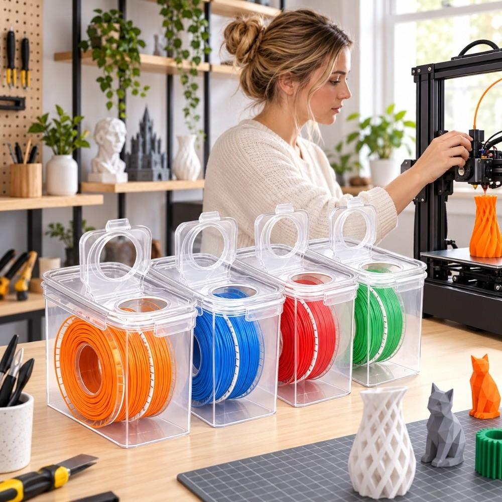 4Pcs Dustproof 3D Printing Filament Storage Box Moisture Proof Filament Organizer Household