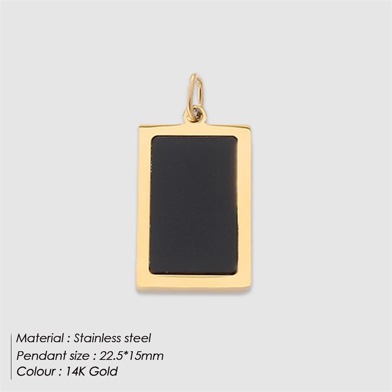 St. Delan Rectangle Abalone Shell Pendant Gold Plated Stainless Steel Charm for DIY Jewelry