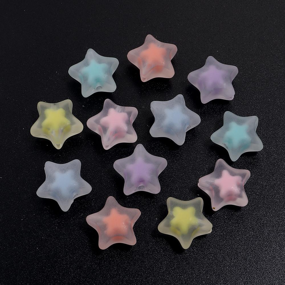 30/50pcs Star Acrylic Beads Candy Color Loose Spacer Beads For Jewelry Making DIY Bracelets Necklace Phone Key Chain Accessories
