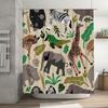 Animal Adventure Shower Curtain Jungle Safari Theme with Zebra, Giraffe Elephant Design Waterproof Fabric for Bathroom Decoratio