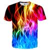 Fashion Flame Graphic T Shirts For Men New Summer Casual 3D Print Colorful Flame Hip Pop Men T-shirt Street Short Sleeve Kid Tee
