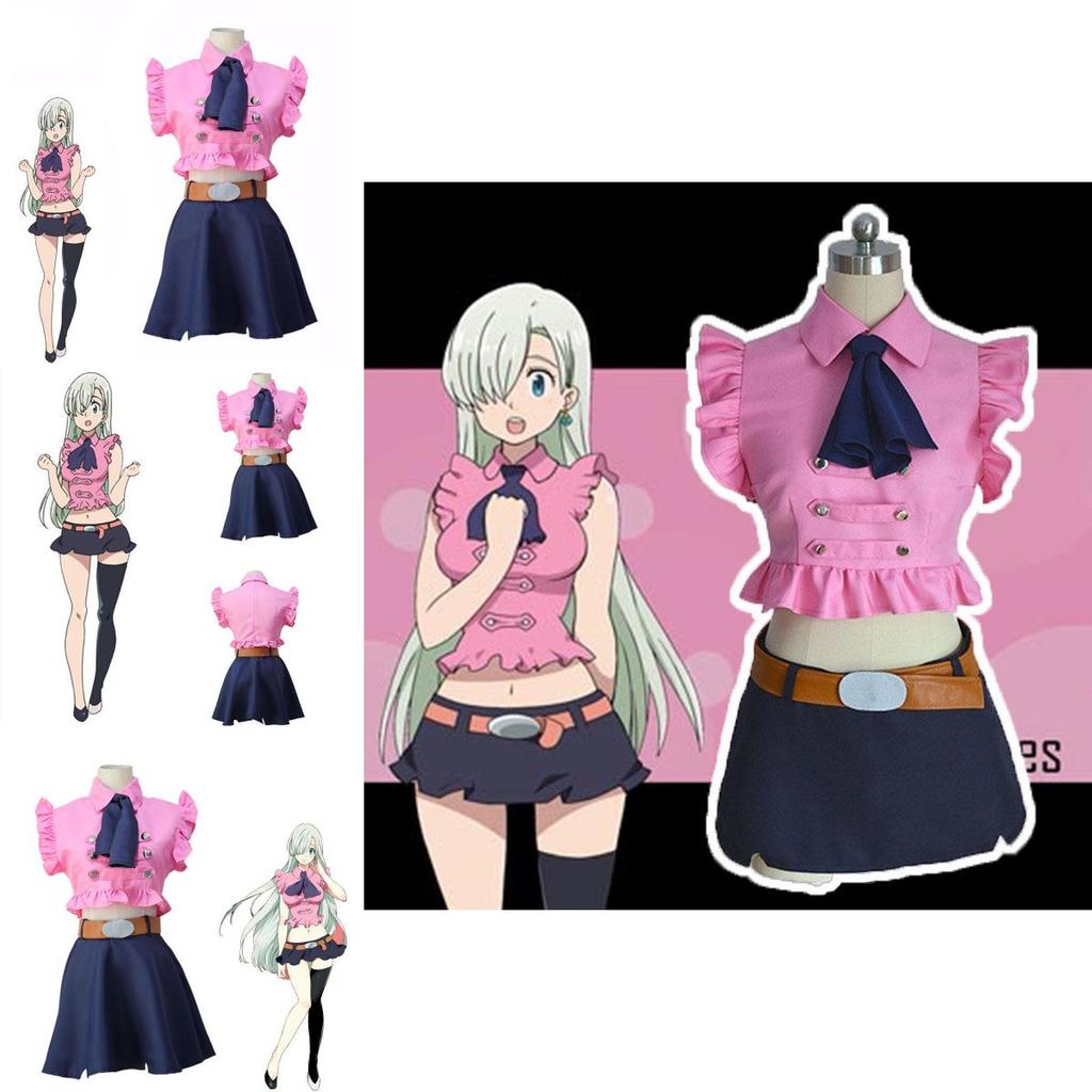 Elegante Set Costume Cosplay di Elizabeth Liones da The Seven Deadly Sins con Design in Tessuto Traspirante
