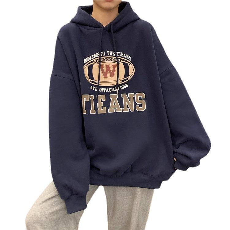 Women's Loose and Lazy Style Hoodie Autumn/winter New Ladies Korean Style Letter Printed Versatile Hooded Top Student Hoodie