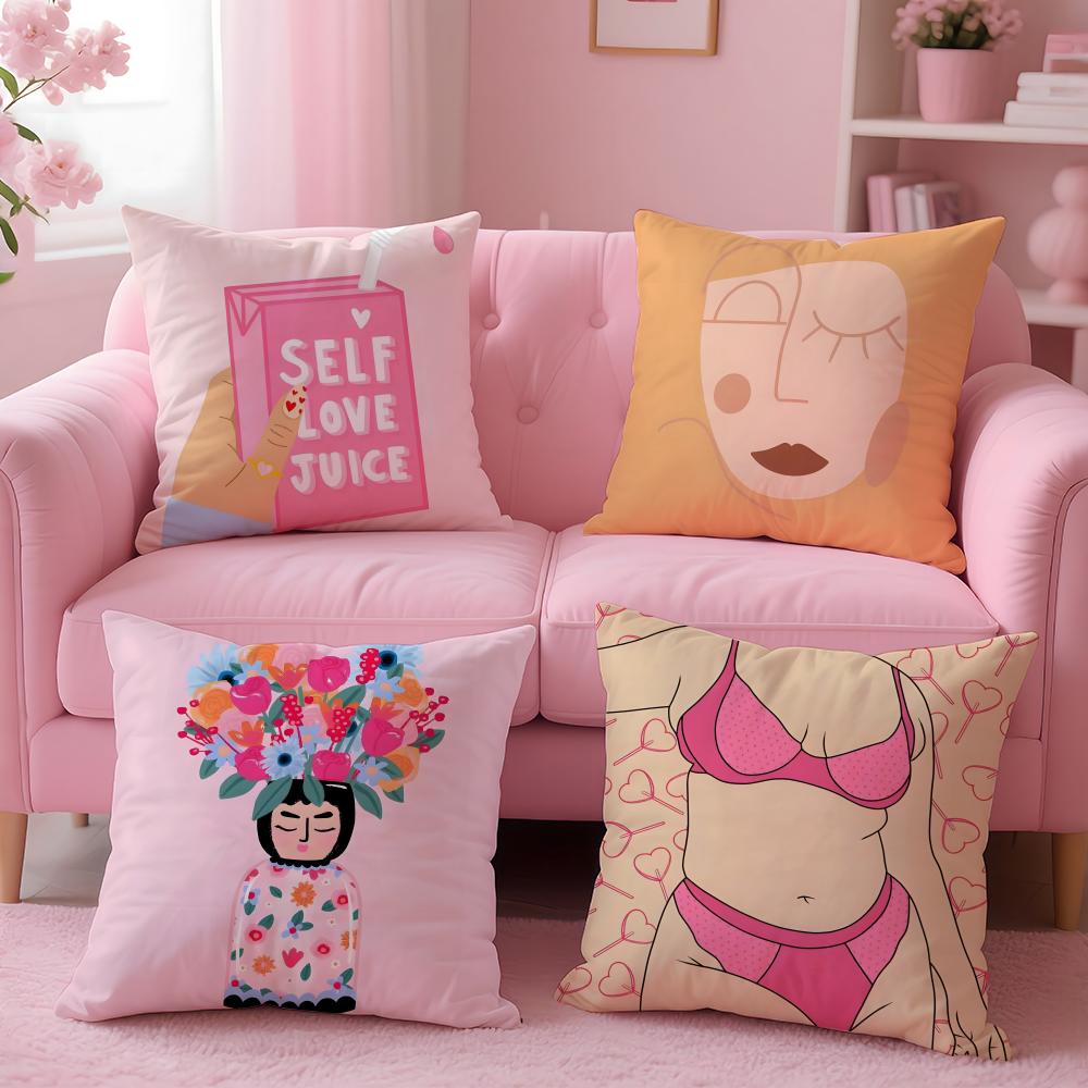 Feminist Girl Power Inspirational Quote Cushion Cover Plush Fabric Soft Double-Sided Printed Sofa Winter Home Gift Pillow Cover