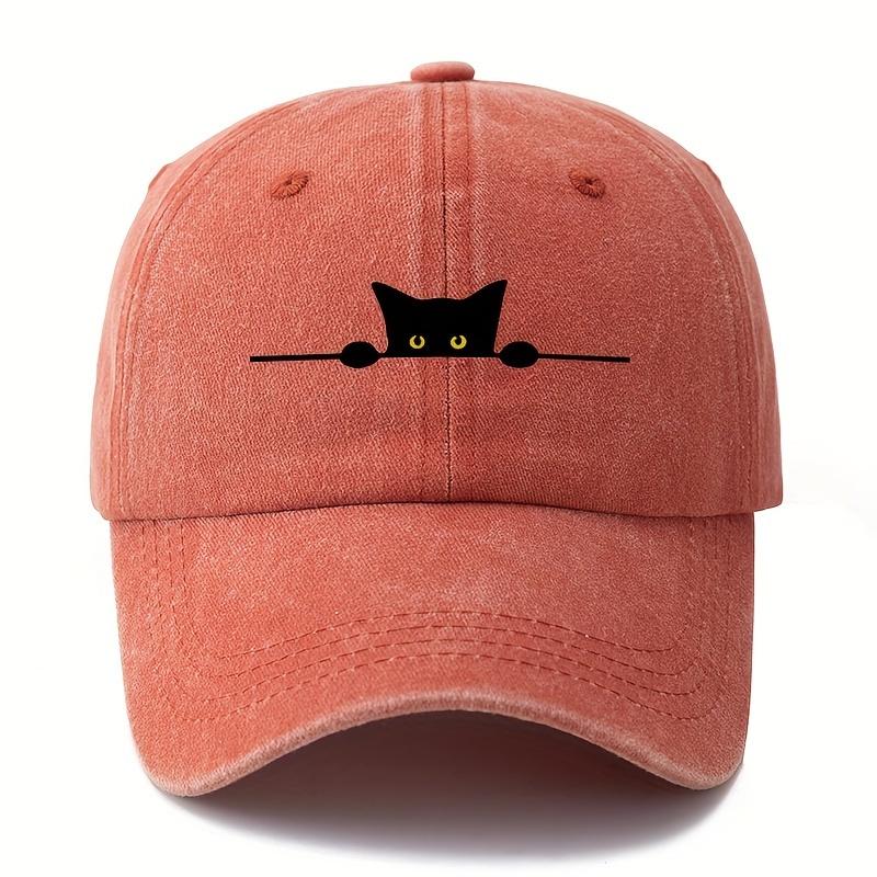 Retro cartoon cat printed baseball cap adjustable for men and women outdoor activities, fishing, camping, and parties