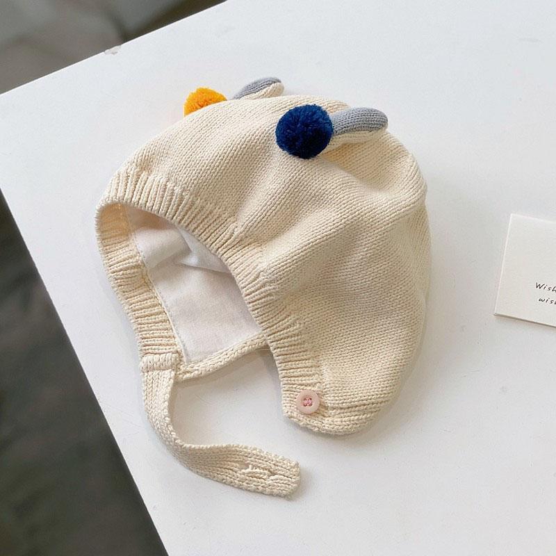 

Милая шапка-помпон для малыша, вязаная, осенне-зимняя, теплая, для младенца, мальчика, девочки, шапка-бини, мягкая, толстая, шерстяная, для новорожденного, малыша, шапка-бонет для защиты ушей белый