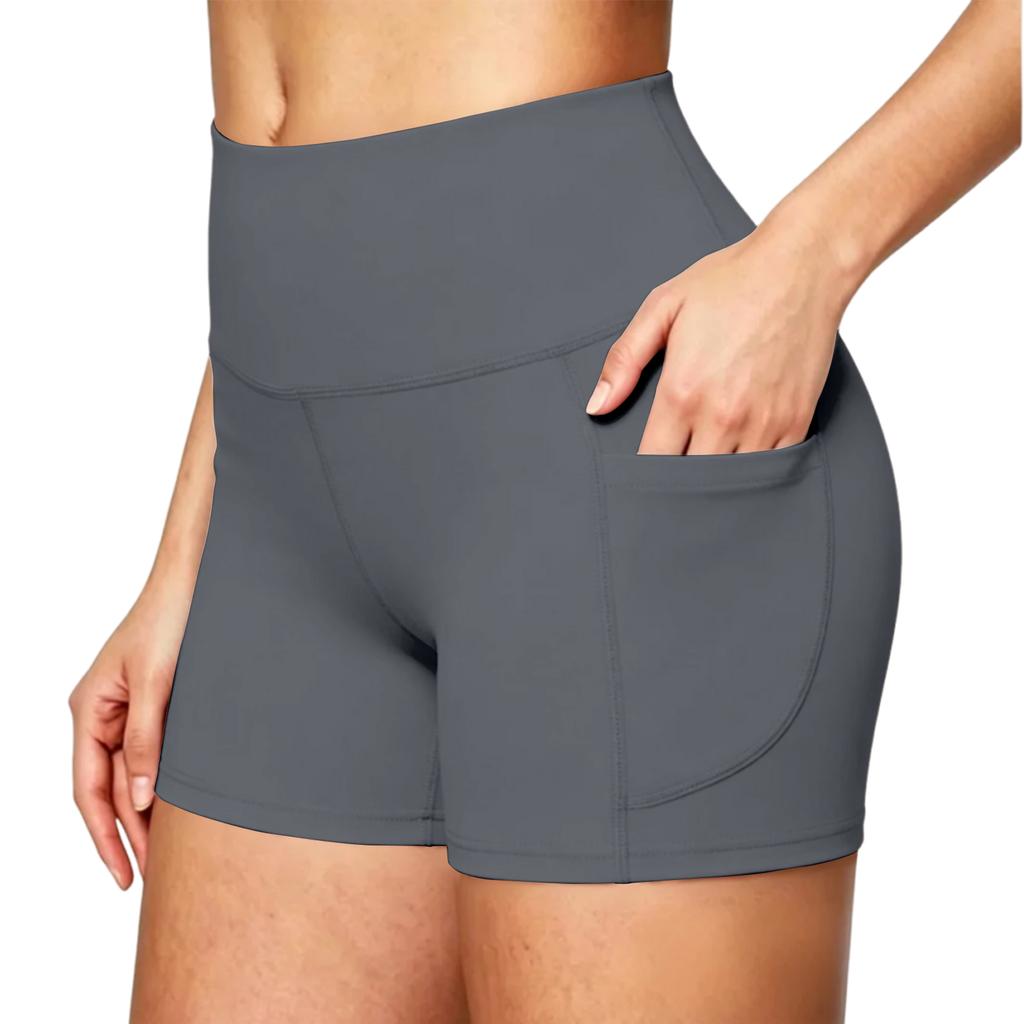 High Waist Butt Lift Tight Fit Workout Shorts with Side Pocket for Women Outdoor Fitness Yoga Running Athletic Activewear