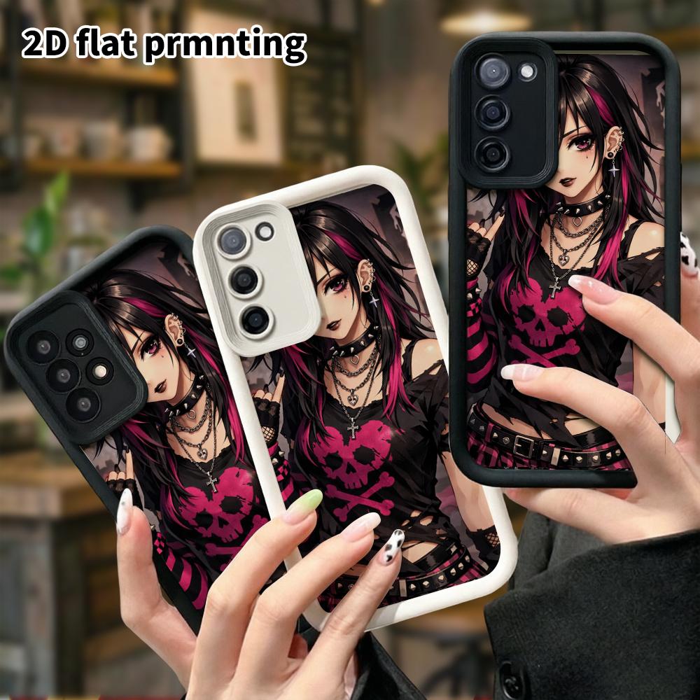 Phone case: 2D flat, suitable for Samsung Galaxy A34 A35 M05 M06 S20 S22 S21 FE Plus 5G, rock girl style, perfect holiday gift for Christmas and Hallo