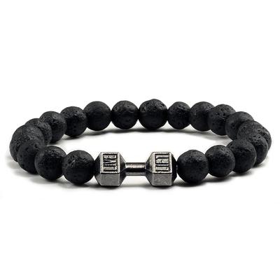 Natuurlijke Vulkanische Steen Armband Mannen Mat Zwart Lave Witte Kralen Charm Halter Strand Armbanden Vrouwen Halter Fitness Sieraden