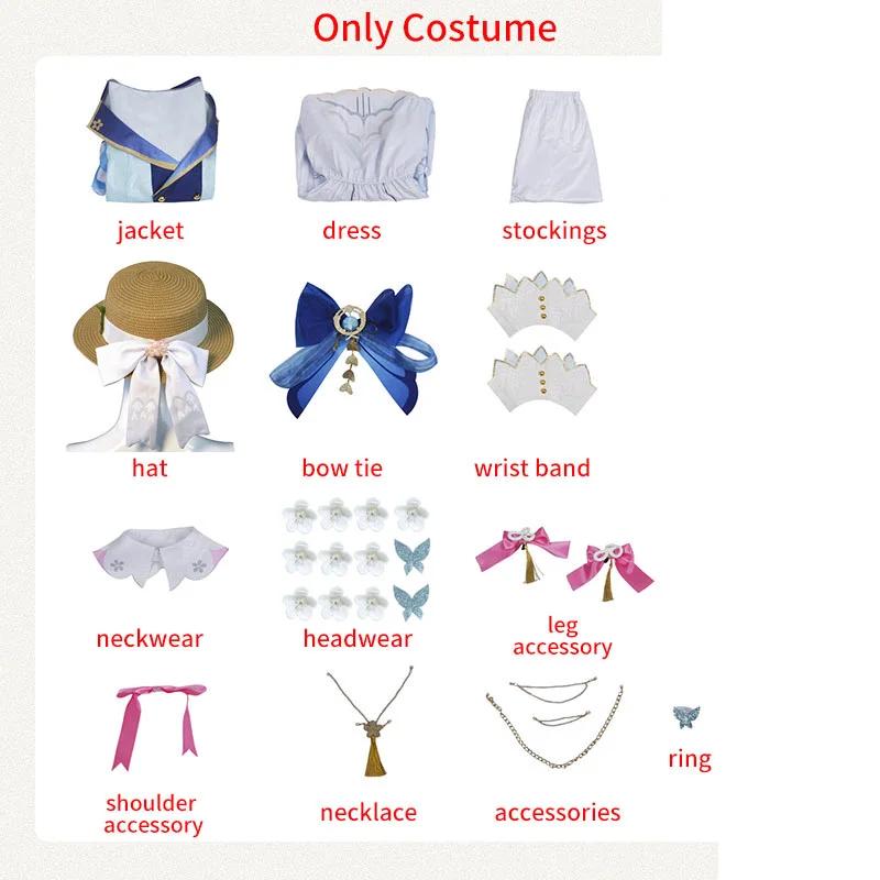 

Камисато Аяка Скин Косплей Костюм Платье Весенний Вестник Аяка Косплей Парик Полный Комплект со Шляпой Платье Лолиты XL