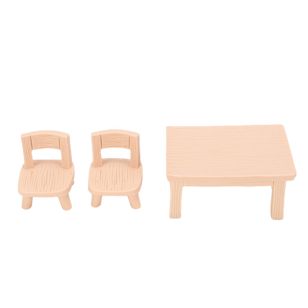 Dollhouse Table Chair Set 1/12 Mini Table Chairs Dining Room Furniture Resin Model