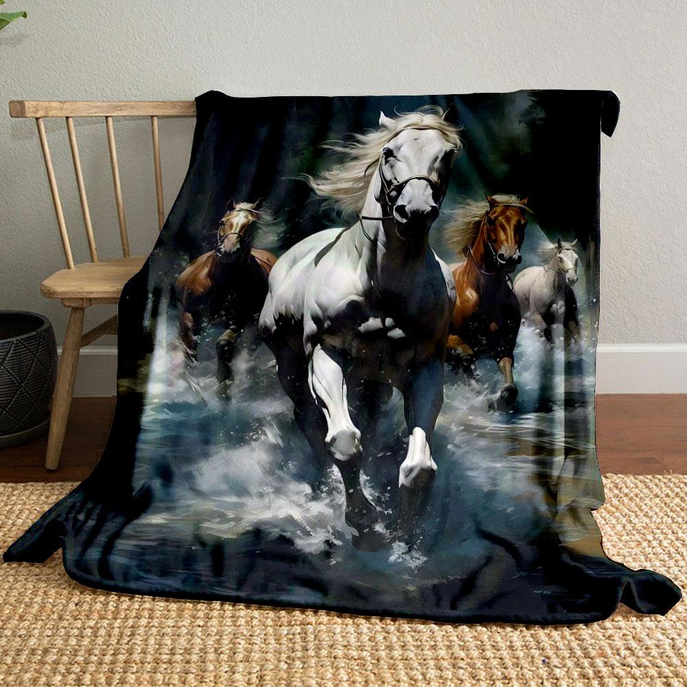 Galloping Horses Stream Throw Blanket bedroom Blanket for Livingroom Couch lunch break Soft throw for Friend s festival Gift 80cm x 120cm
