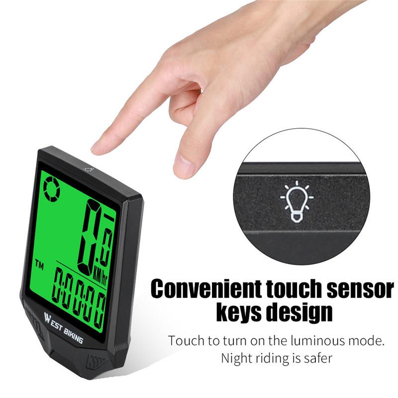WEST BIKING Bicycle Computer Wireless Waterproof MTB Road Bike Speed Odometer With Backlight LCD Digital Cycling Speedometer