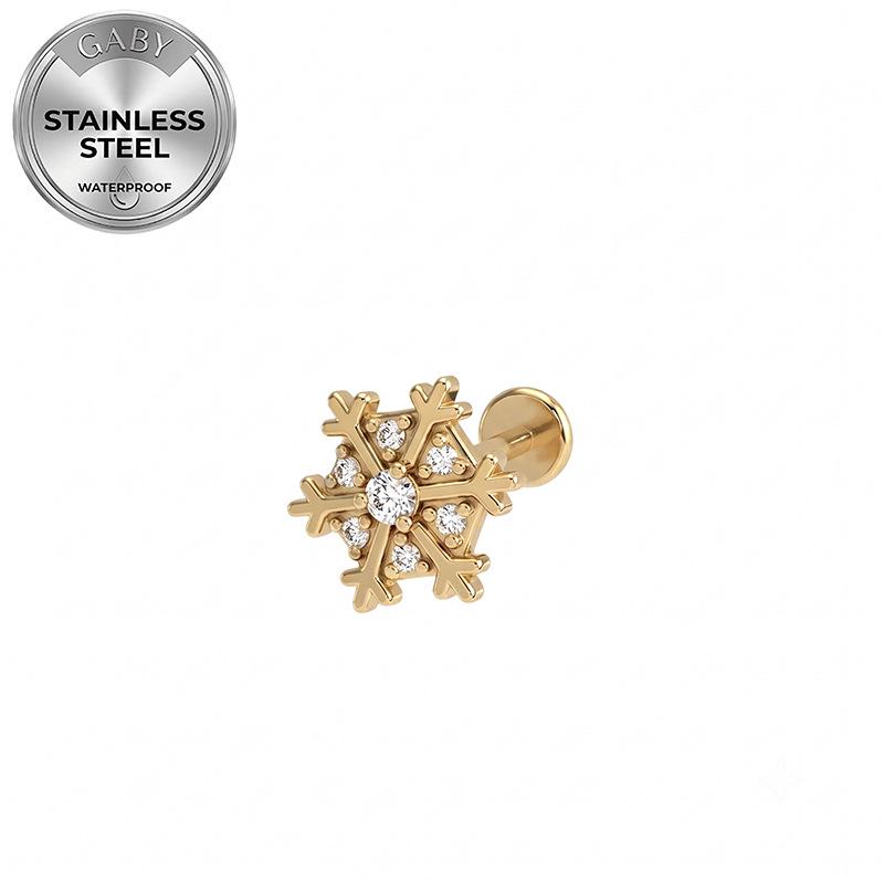 Titanium 316L Stainless Steel Luxury Snowflake Butterfly Earrings & Lip Studs