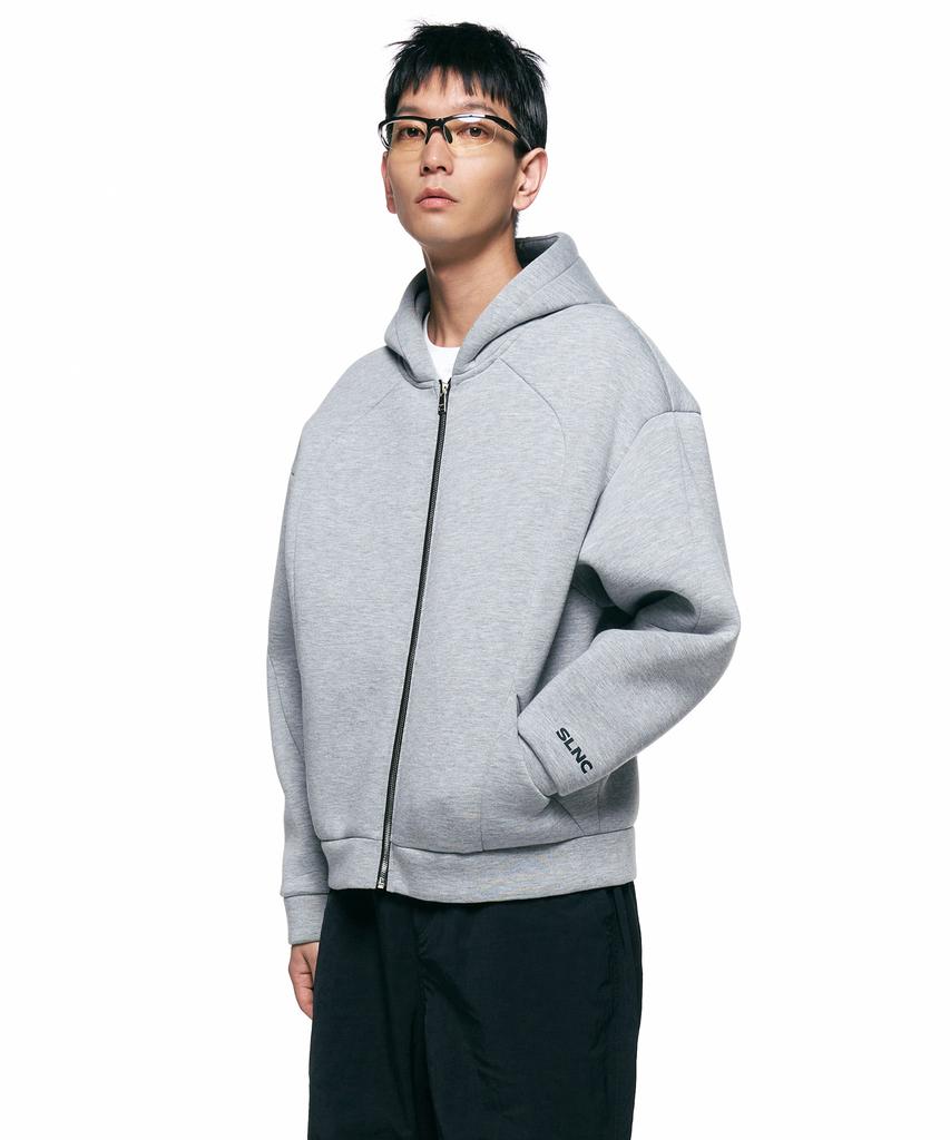 Insilence Back Logo Scuba Zip-Up Hoodie Melange Grey