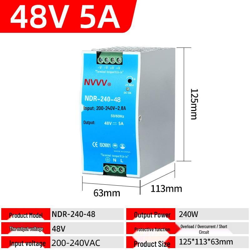 NVVV DIN Rail Switching Power Supply 220V To 12/24V DC Transformer DR/NDR/EDR Series